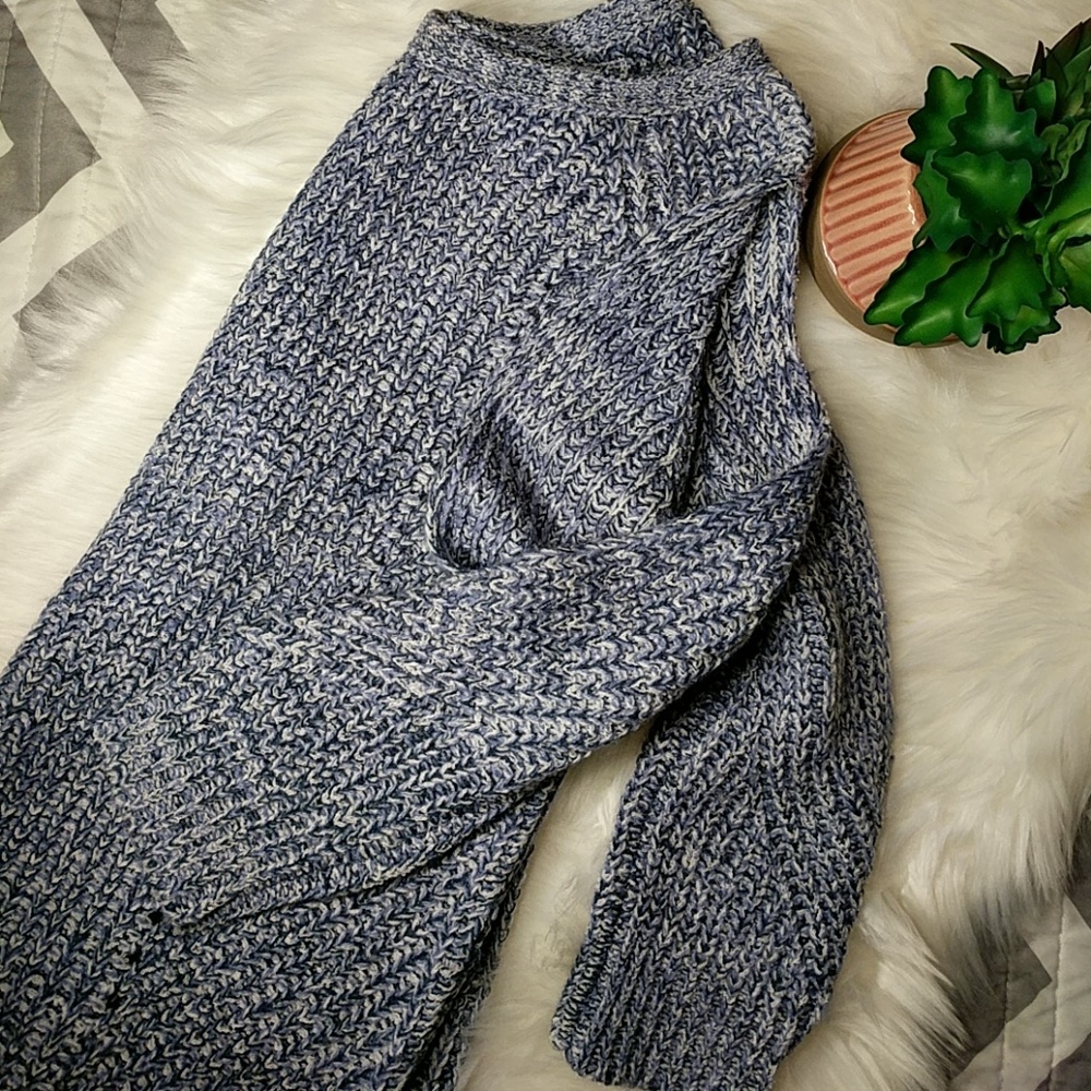 Blue and White Open Back Sweater- Small